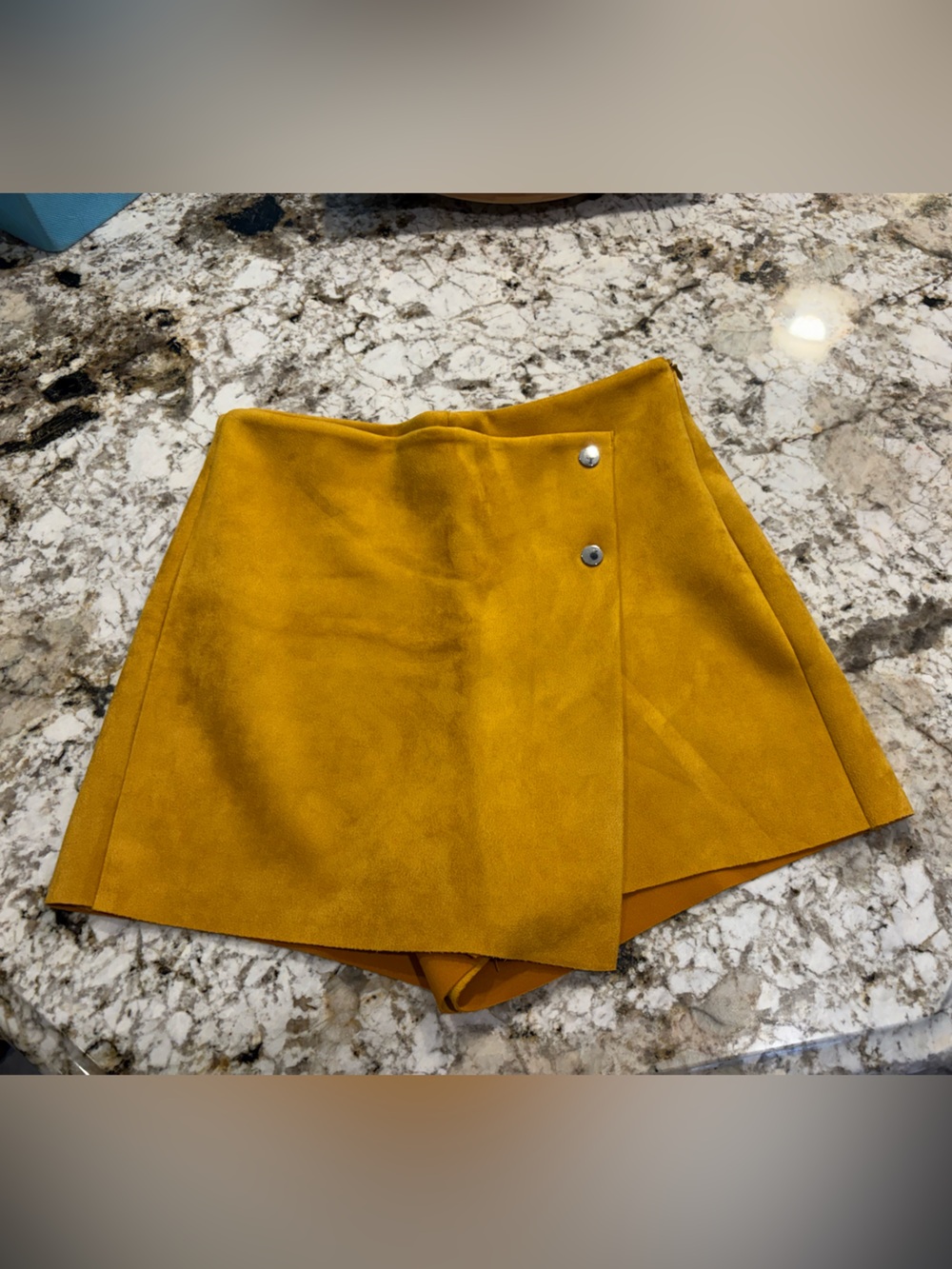 Zara Mustard Asymmetrical Wrap Skort